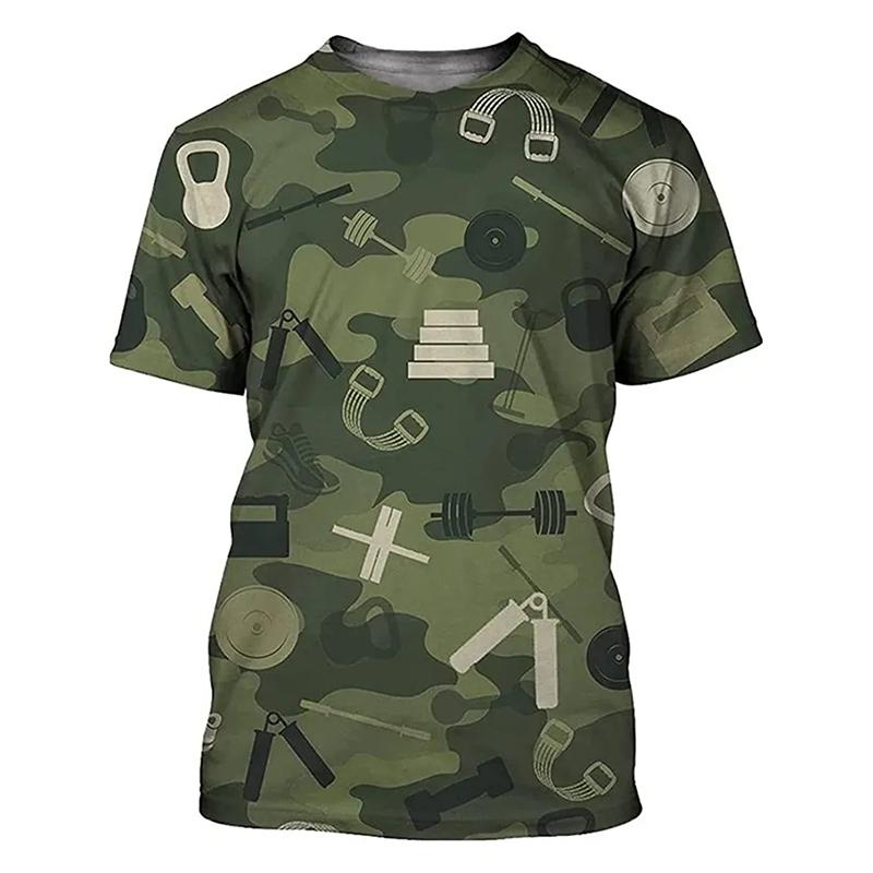 Classic Camouflage Sport T-shirt Men's Clothing Daily Street Casual Pullover Top 3D Printed Ball Pattern Outdoor 2025 Tee Tops