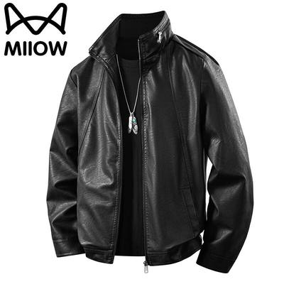 Mao Ren Men's Stand-Collar PU Leather Jacket