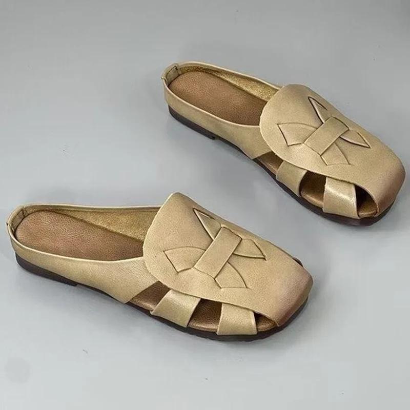 

Fashion Flats Women Slippers Fashion Weave Slingback Shoes Casual Cozy Woman Sandals 2025 Summer Trend Walking Beach Women’s Zapatillas 35 абрикосовый