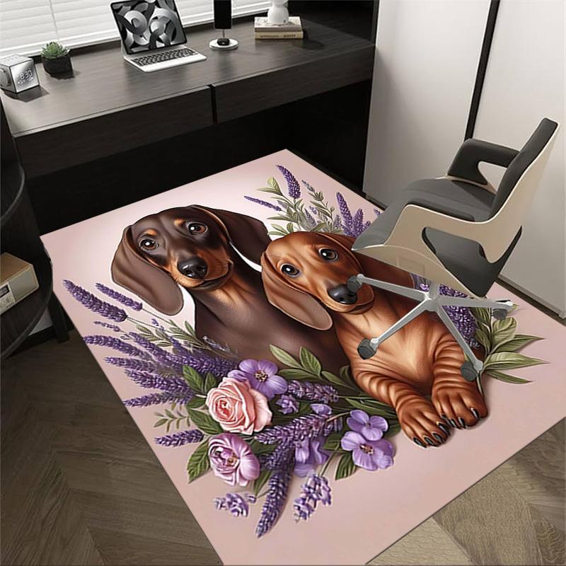 

1PC Dachshund Flowers Anti-slip carpet, suitable for Office, bedroomand playrooms. It can also be used as a sofa footrest cover-R30 60cm by 90cm