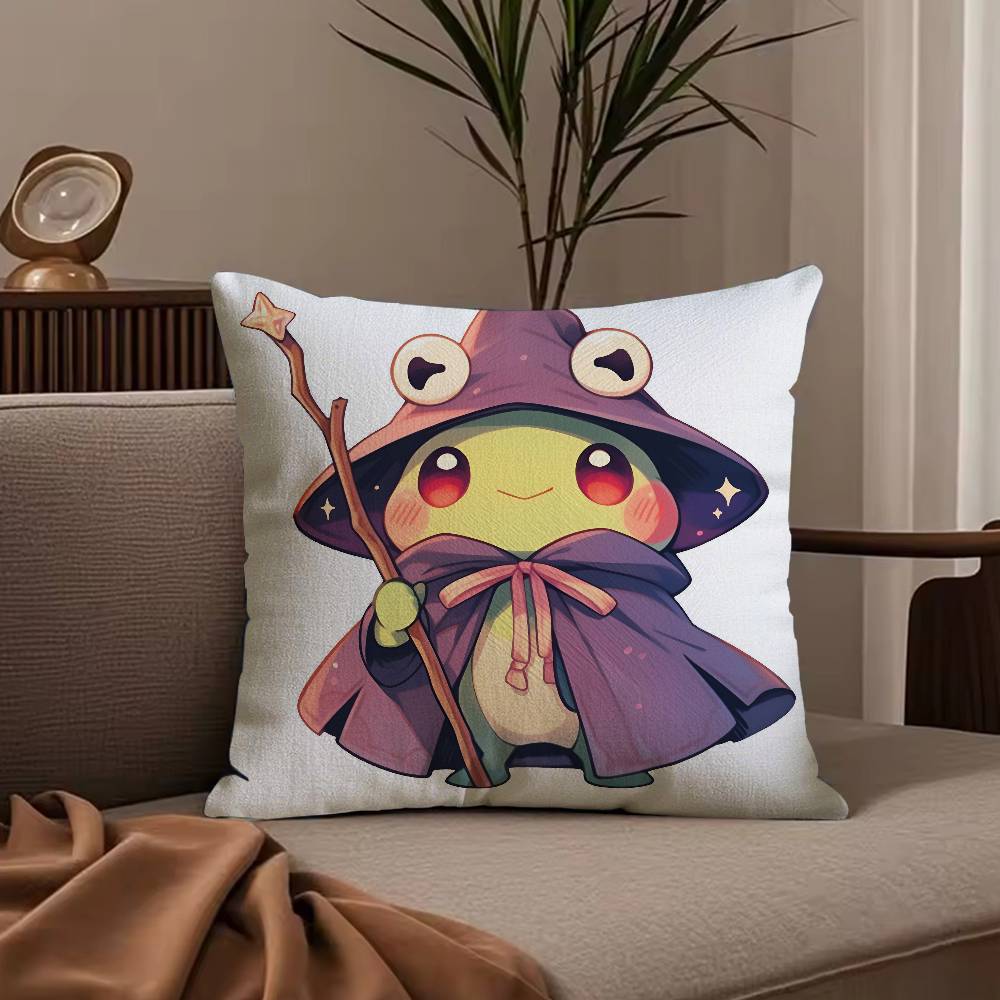 W-Wizard frog Anime Pillow Case Anti-dustmite Pillowcase Invisible zipper silky short plush Sofa cushion cover