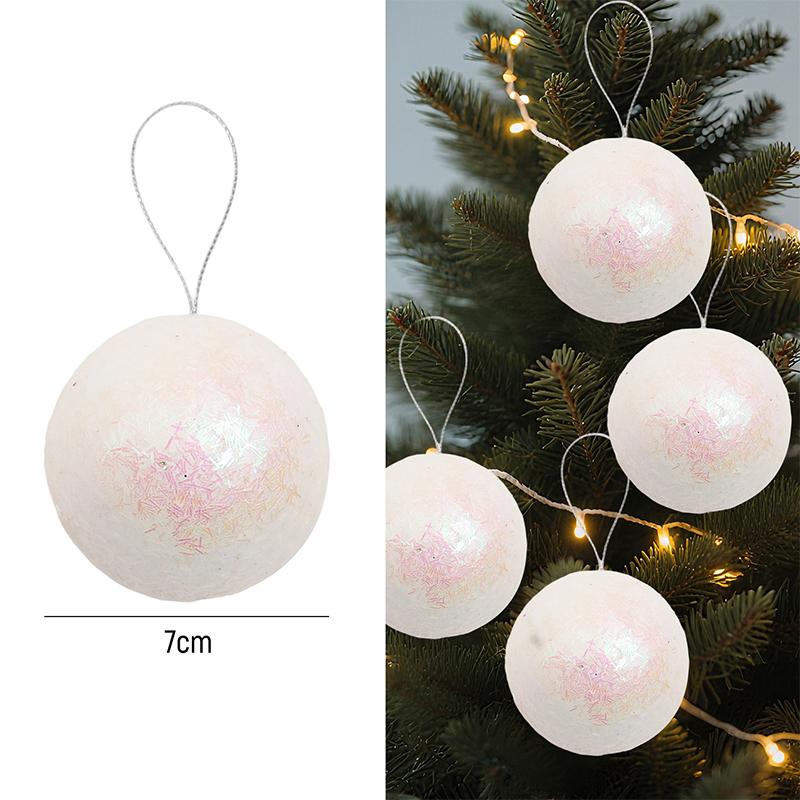 4/5/6/7cm White Foam Christmas Balls Xmas Tree Round Ball Hanging Pendants for New Year Navidad Party Home Decoration Wholesale