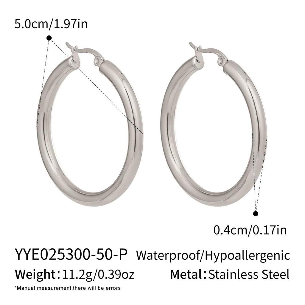 18K Gold-Plated Stainless Steel Circle Earrings: Elegant Japanese-Korean Style, Versatile Color-Preserving Design for Women.
