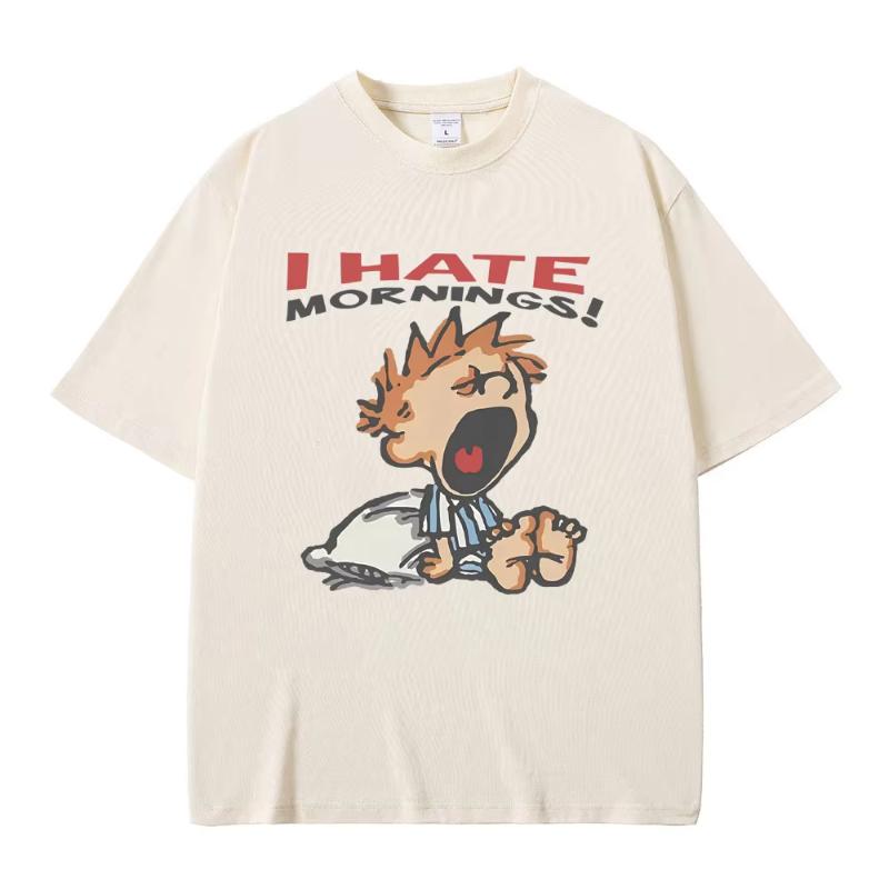 

I Hate Mornings Tshirt Unisex Women Fashion Funny Retro Cartoon Tshirts Unisexs Casual Cotton Short Sleeve T Shirts Streetwear 4XL