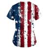 Women's Independence Day Printed Loose V-Neck Pocket Short-Sleeve Caregiver/Uniform
