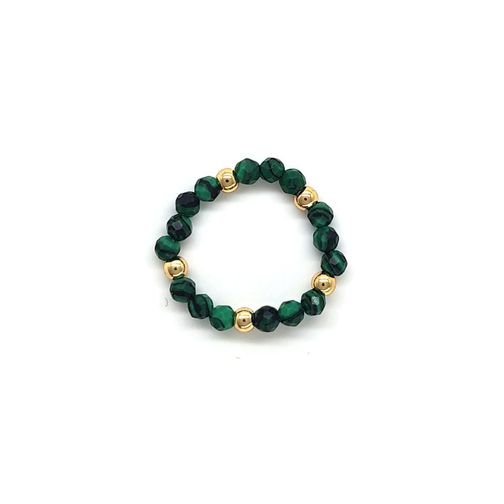 Vlen Boho Stackable Rings for Women Dainty Natural Stone & Gold Beaded Stacking Rings Minimalist Bohemian Jewelry Daily Gifts