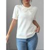 Women's Solid Color Bow Rhinestone Slim Fit Short Sleeve T-shirt Summer Casual Top for European American Cross-border