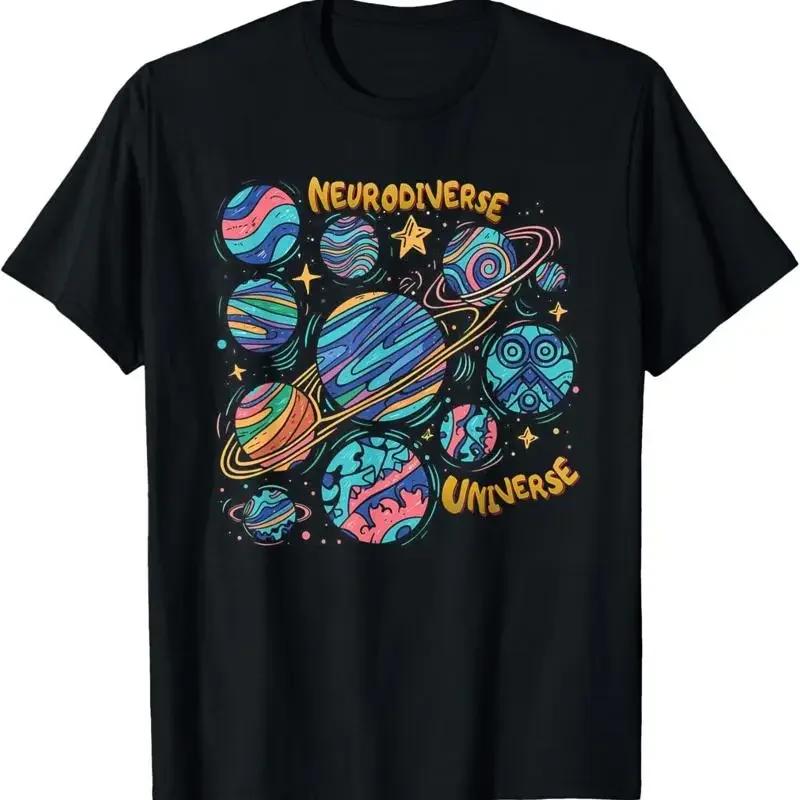 

Neurodiverse Universe Planets Graphic Tee Unisex Unisex Soft Cotton Crew Neck TShirt 4XL