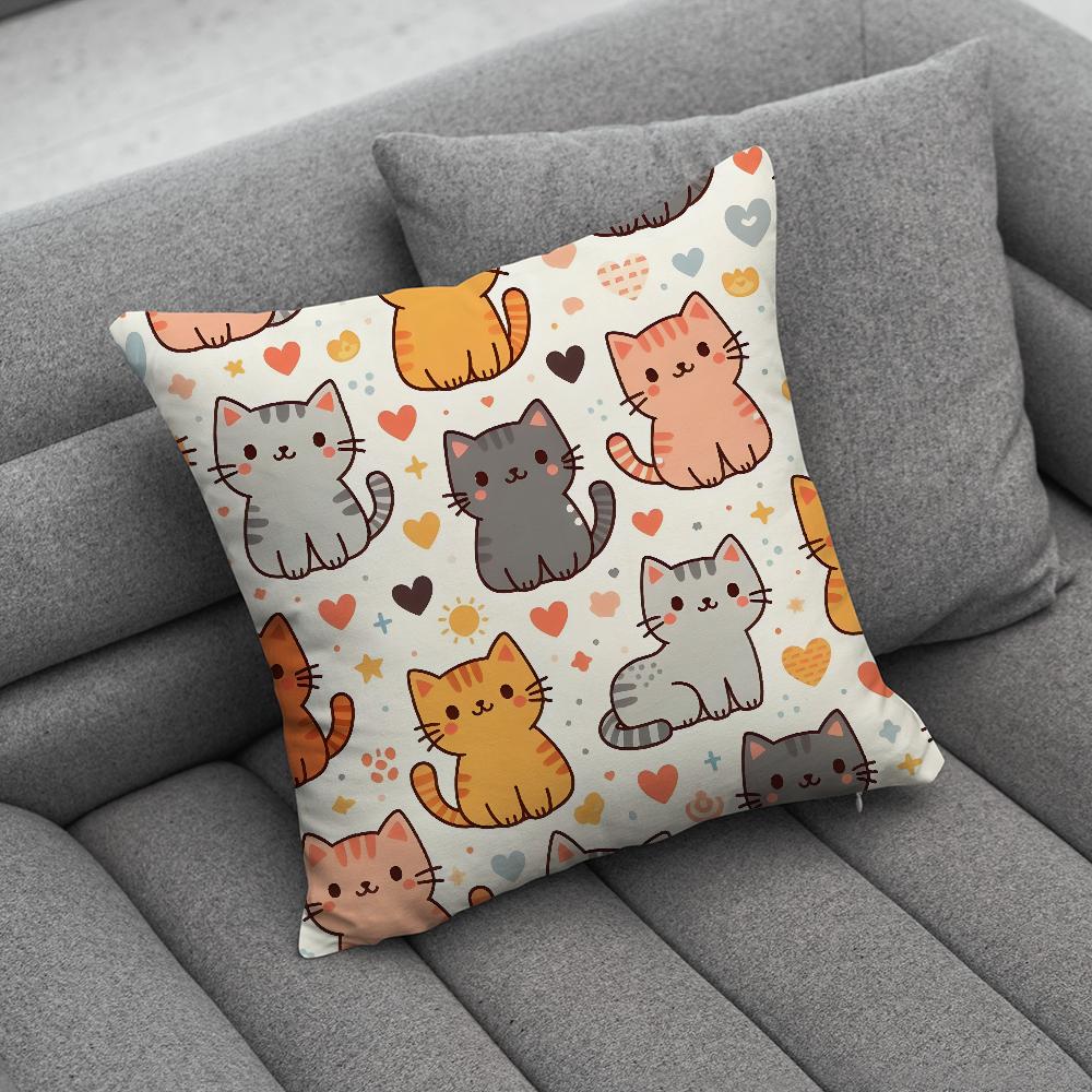 Cute Cat Print Pillow Case Soft Cushion Cases for Farmhouse Sofa Decor Home Decorations and Protector