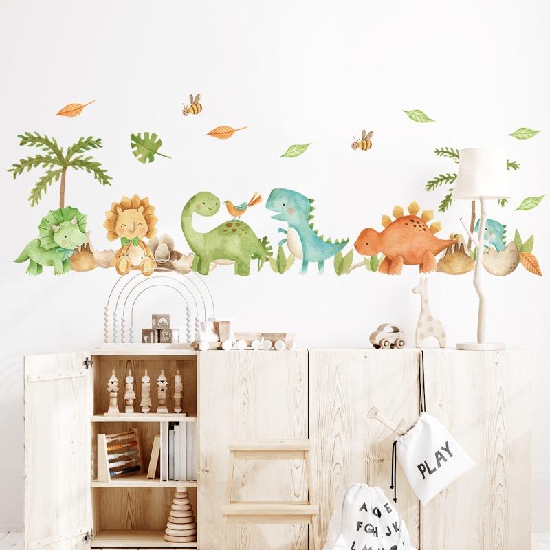 Large Cute Dinosaurs Wall Stickers for Kids Rooms Boy Girl Baby Bedroom Living Room Classroom Wall Decor Cartoon Animal Decal