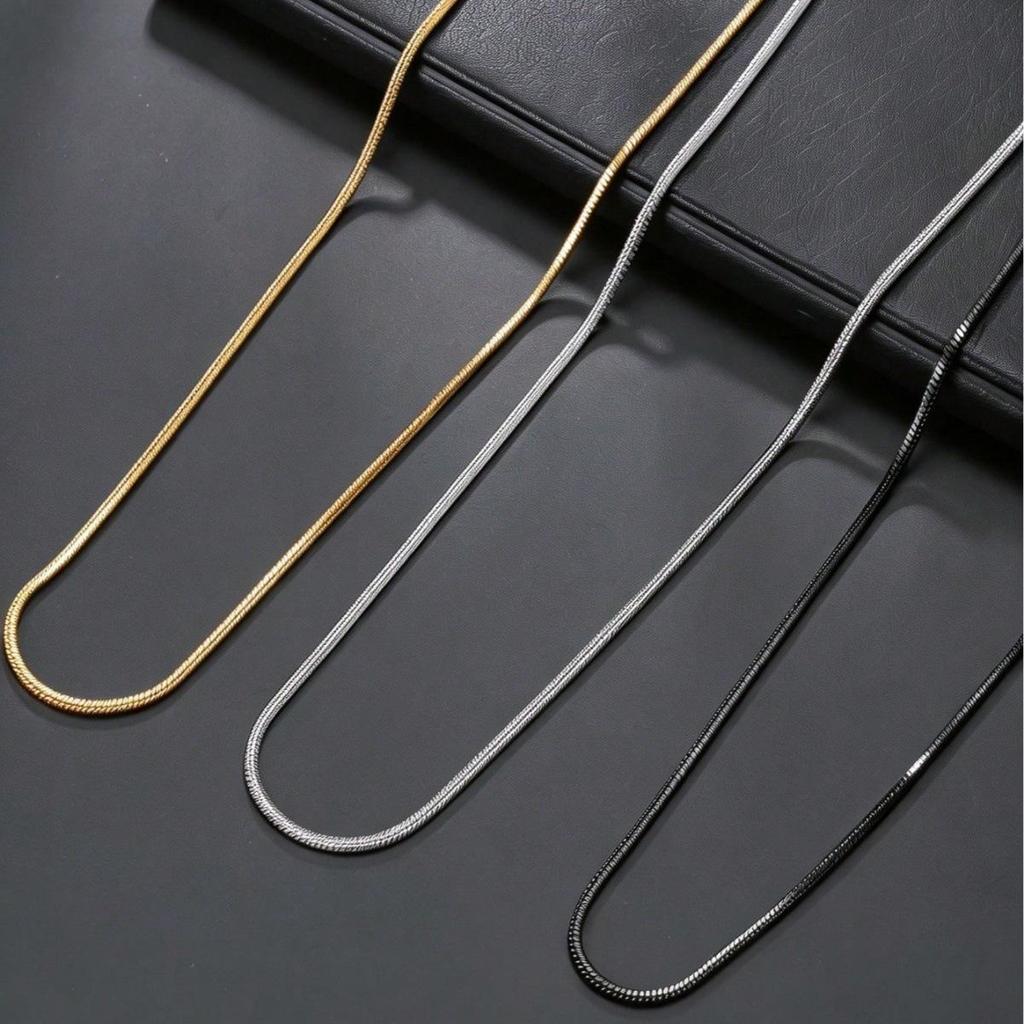 Men's Snake Bone Chain Necklace, 60cm, Stainless Steel, Retro Black Fashion, Ideal for Daily Wear