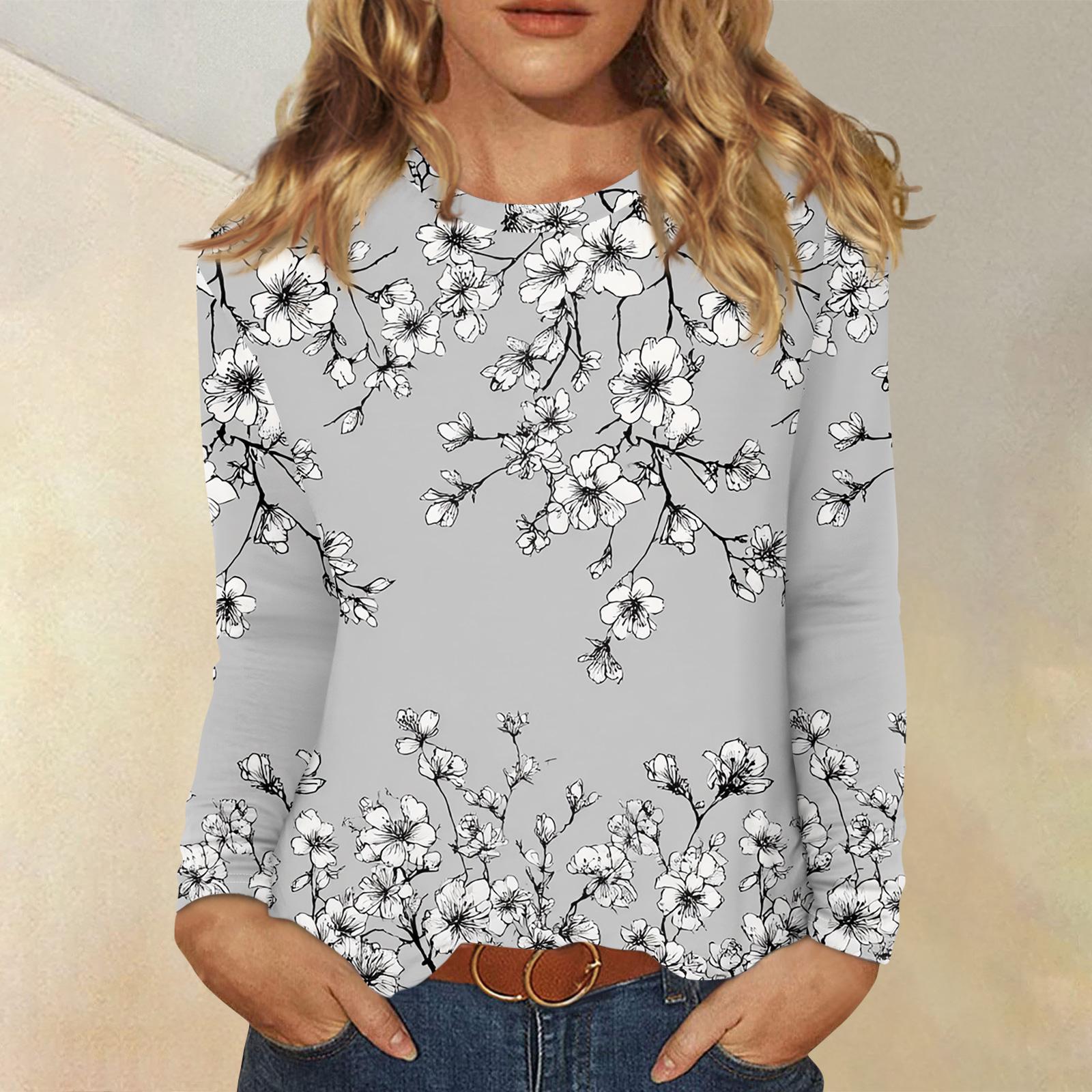 

Женский модный пуловер с цветочным принтом и длинными рукавами XXL