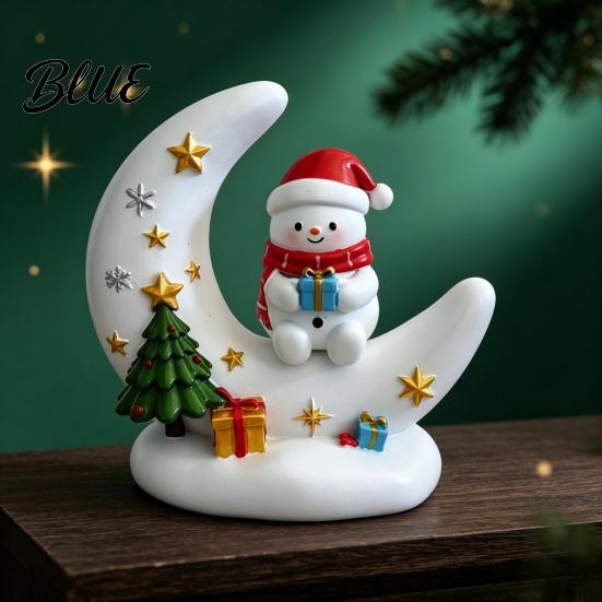Glowing Desktop Decorations Christmas Moon Night Light with Santa Claus, Resin Decoration Warm LED Home Decor Glow, Holiday Tabletop Ornament for Desk