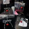Phone Pendant Crystal Bowknot Rhinestone Strawberry Pendant Bag Pendant Car Keychain High-end Hanging Chain