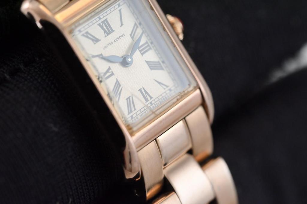 [Used] UNITED ARROWS Rectangle GOLD Tome Women's QUARTZ 5421-S058261
