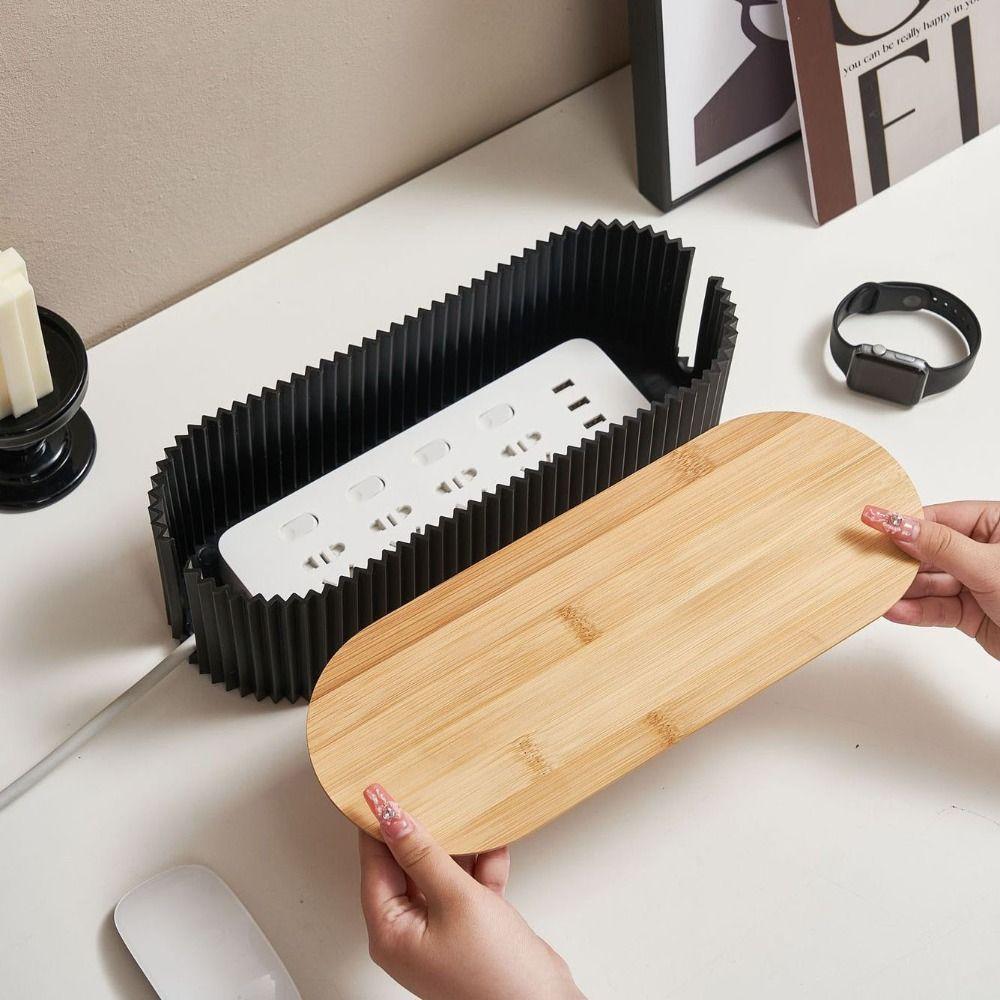 Holzdeckel Stromleitung Aufbewahrungskoffer Kunststoff Kabelaufbewahrungsbox Datenleitung Buchsenaufbewahrungsbox Zuhause