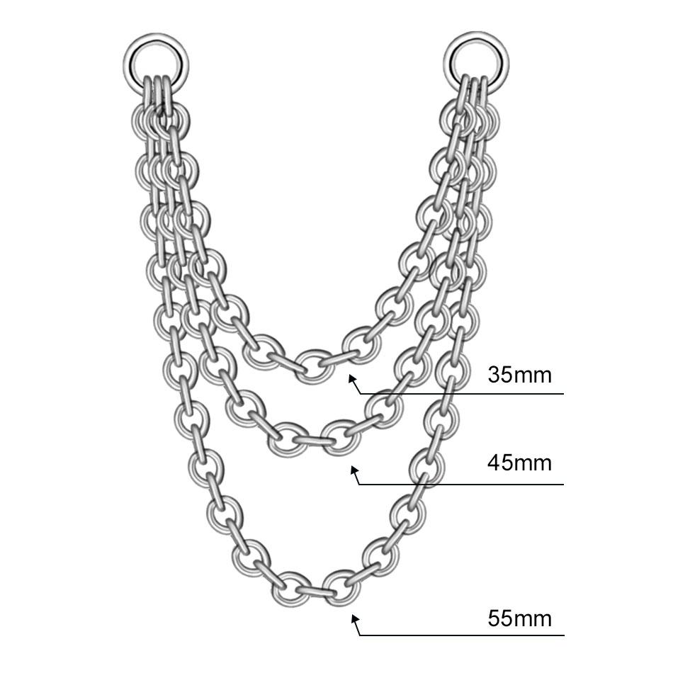 1/5PCS Titanium Double Chain for Nose Labret Jewelry 25-50mm Industrial Helix Piercing Ear Studs Nostril Chain Women DIY Jewelry 1PCS