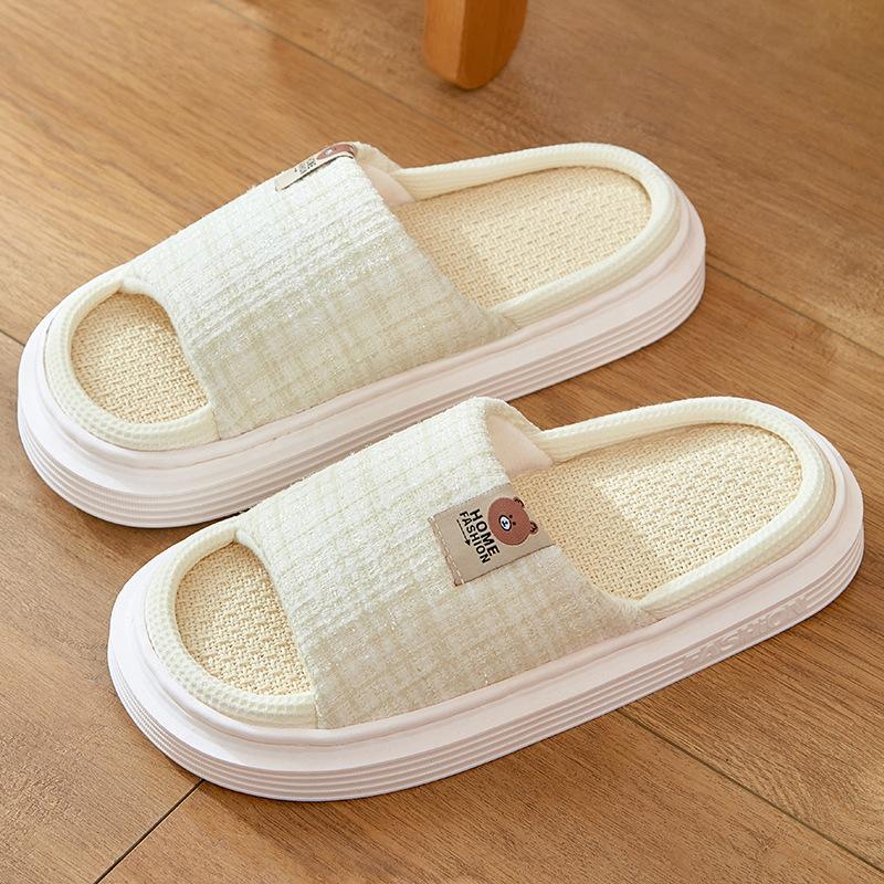 

Льняные тапочки женские летние хлопковые и льняные весенние и осенние домашние для пар дома нескользящие домашние напольные всесезонные мужские летние бесшумные 40-41 бежевый
