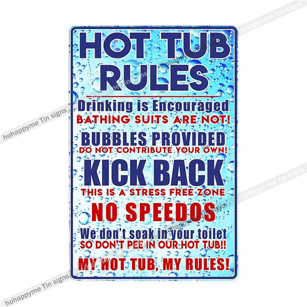 Funny Hot Tub Welcome Metal Sign (20x30cm) | Vintage | Beach/Bathroom/Bar Decor