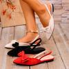 2026 Summer New Bow Baotou Sandals Women's French Pointed Toe Flat Low Heel Back Empty Single Shoes