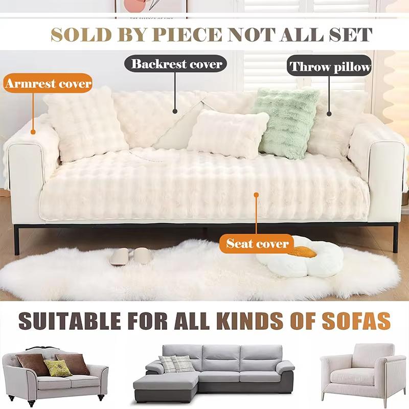 Warm Velvet Sofa Covers,Thick Plush Sofa Mat, Imitation Rabbit Fur Sofa Pad,Sofa Cushion For Winter, Sofa Cover For Living Room