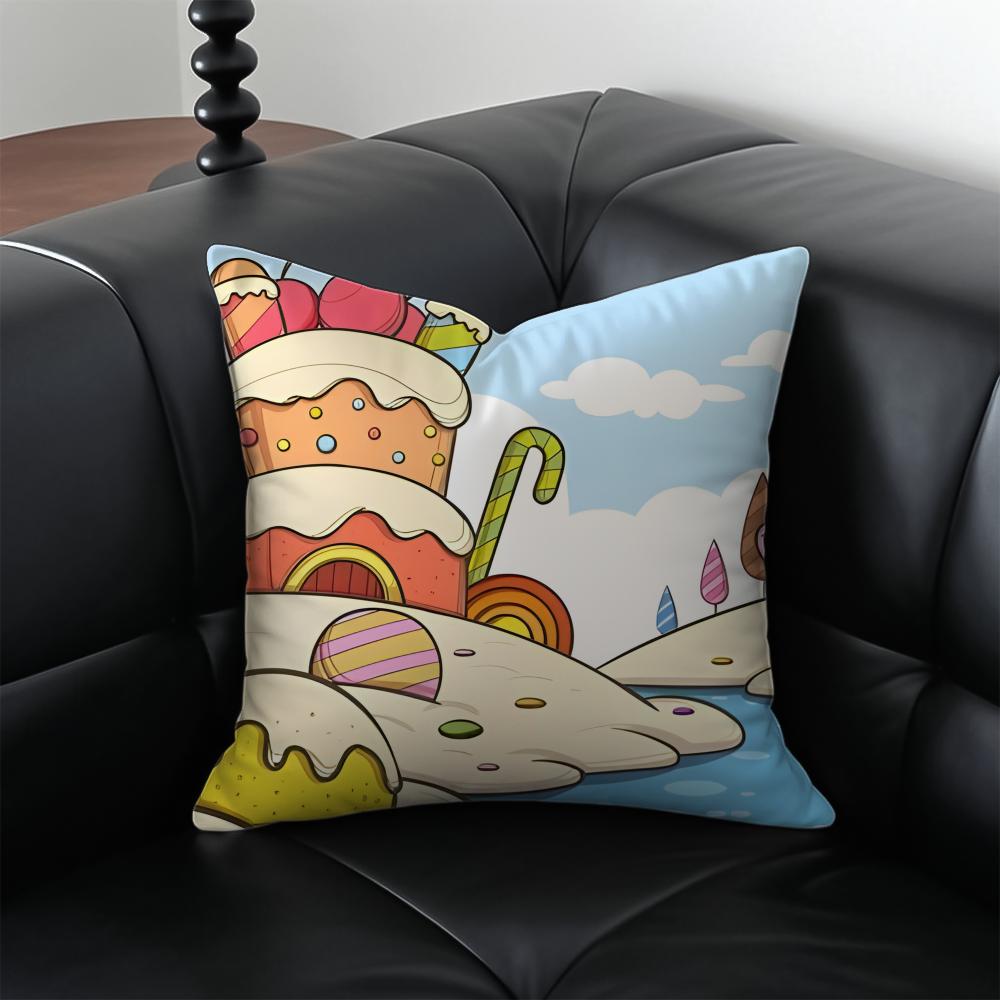 Sweet Candy Pillow Girly Cushion Cover Pillow Case Anti-Dustmite Invisible Zipper Silky Plush Cushion