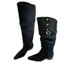 2025 autumn and winter new belt buckle pointed thick heel medium heel boots high boots casual suede over knee boots 2 wear type