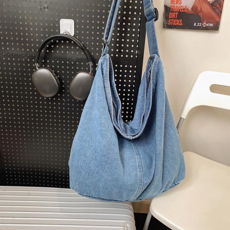 Japan and South Korea Simple Lazy Style Literary Wash Canvas Bag Large Capacity Messenger Bag Student Shoulder Bag Leisure Shopping Bag
