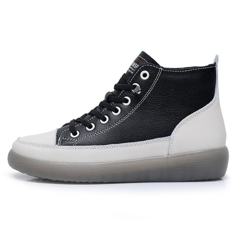 Fashion New Women Genuine Leather Sneakers Spring High-top Casual Shoes Autumn First Layer Cowhide Ladies High Top Vulcanized Shoes