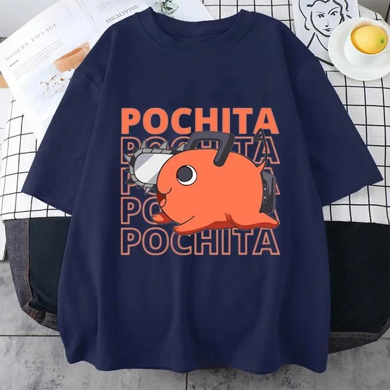 Anime T-Shirt Funny Pochita Graphic Printing Short Sleeve Summer Casual O-Neck Loose T-Shirt Tops hip hop Harajuku Oversized Tee