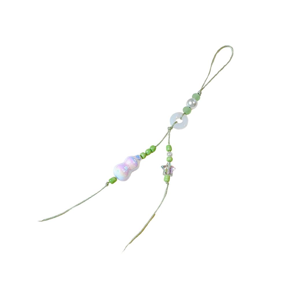 Handmade Lucky Gourd Charm Acrylic Bead Keychain for Phone Comfortable Braided Cord Key Chain Women Bag Decorations