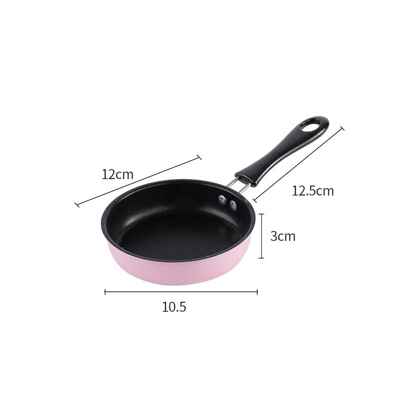 Mini Frying Pan Poached Portable Egg Household Small Kitchen Cooker Cookware 12cm Nonstick Iron Skillet with Anti-scald Handle