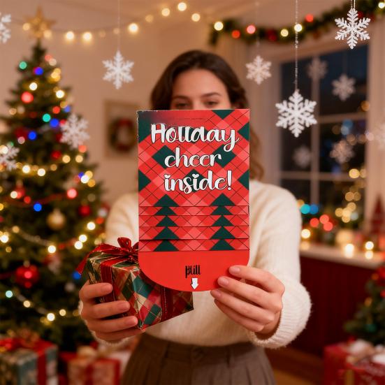 Christmas Gift Card Holder Book Handmade Waterfall Holiday Gift Card Sleeve Booklet DIY Christmas Gifts Cards with Envelopes Gift for Family