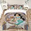 3pcs Beautiful Princess Jasmine Printed Quilt Set - Soft and Comfortable Quilt Cover for Bedroom, Guest Room and Dormitory Decorative Bedding Set