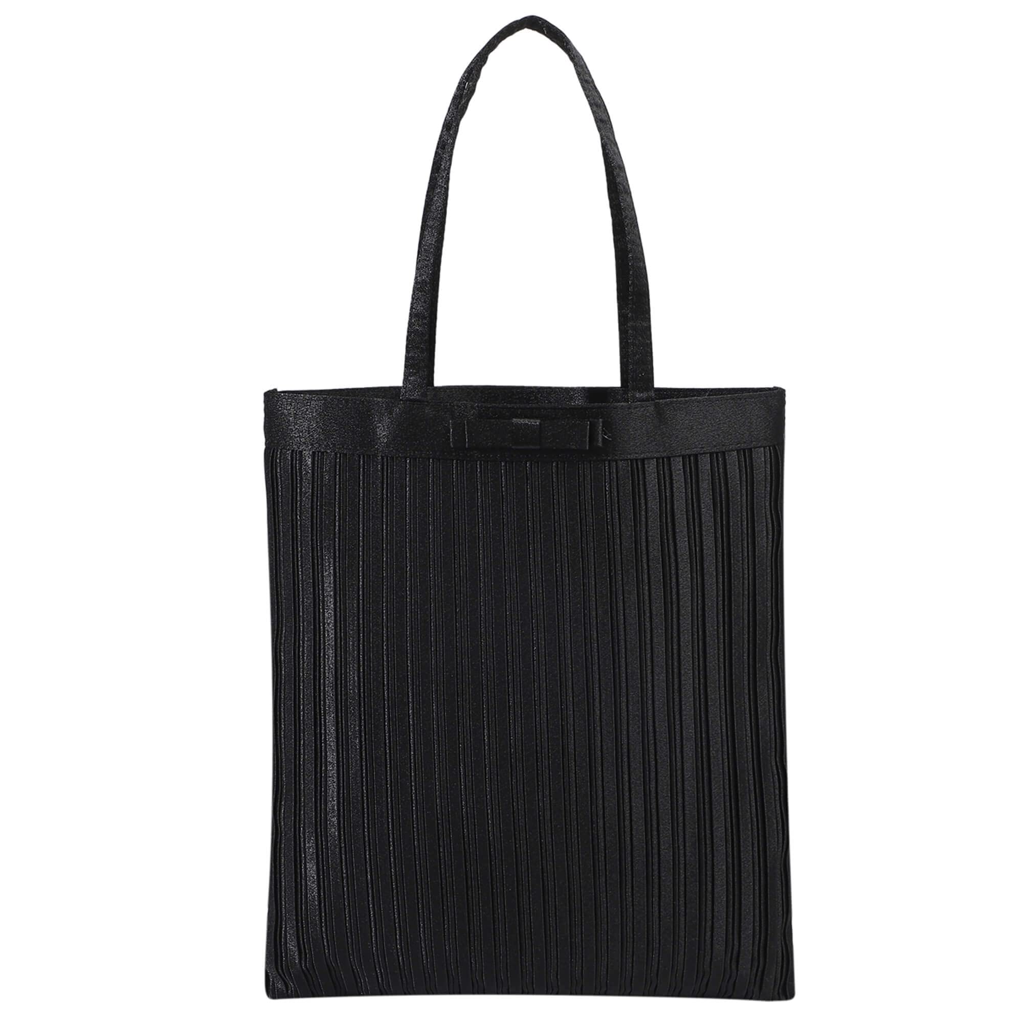 REOTTI Party Bag, Formal Bag, or Sub-Bag for Weddings, Funerals, and Other Formal Occasions, Satin Pleated Black