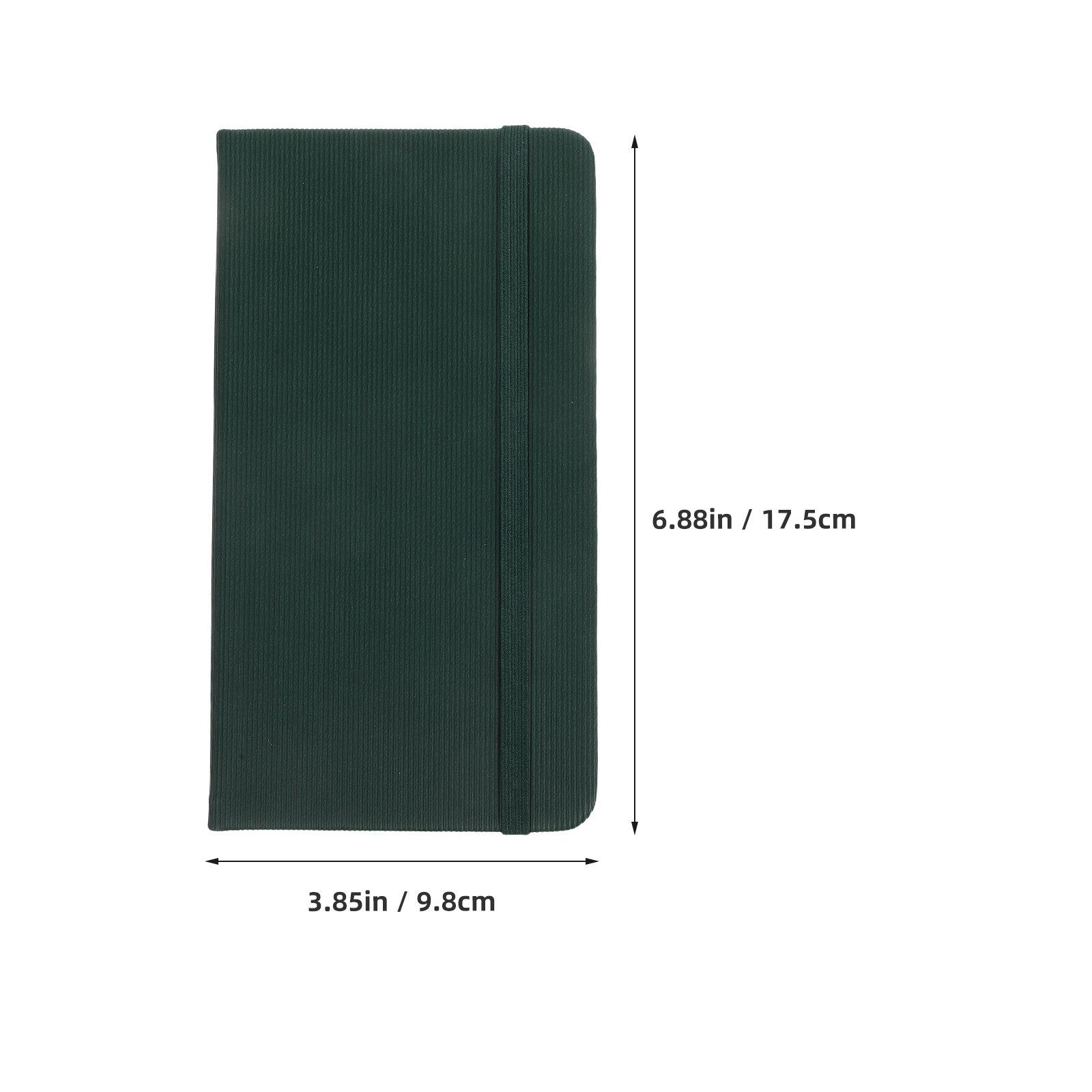 A6 Faux Pocket Notebook with Elastic Band Rounded Corners Flat Lay Hardcover for Students Office Travel Journaling темно-зеленого