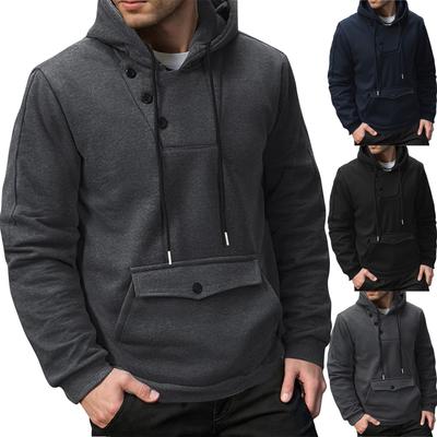 Pánska jednofarebná mikina s kapucňou Pánska športová mikina ležérneho strihu veľkej veľkosti