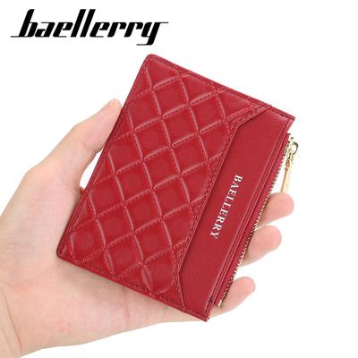 Portafoglio da donna alla moda con cerniera, colore caramella, sottile, porta carte, portamonete in pelle sintetica