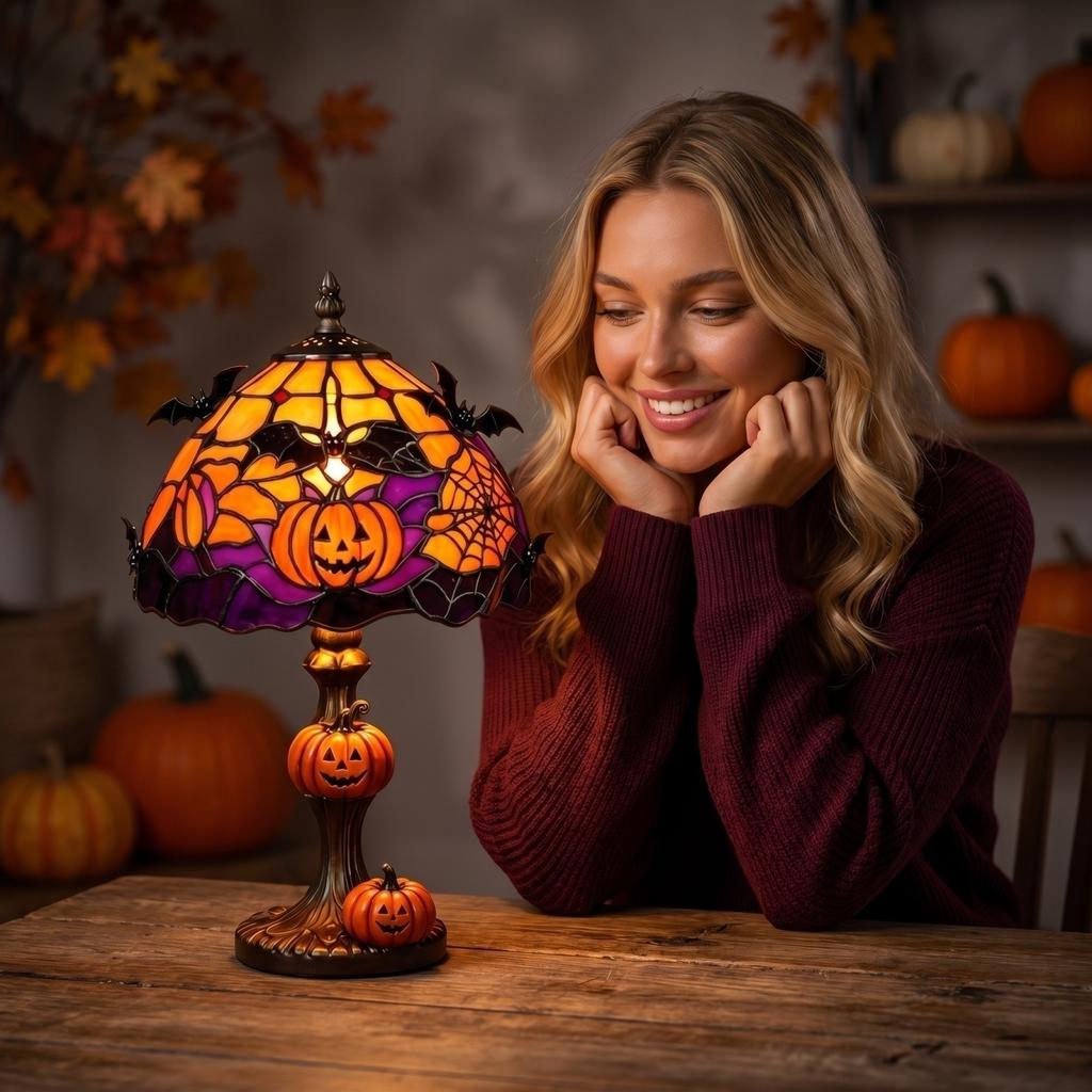 Halloween Pumpkin Glowing Resin Lamp for Home Decor and Night Light
