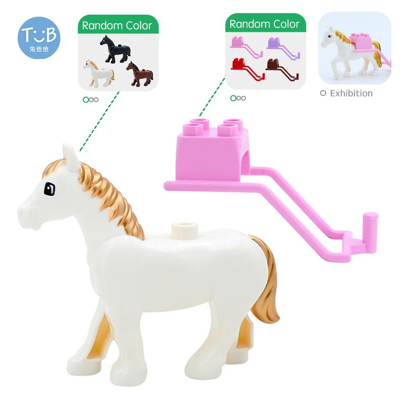 Big Building Blocks Marine Farm Animal Cat Dog Accessories Lion Shark Compatible With Duploed City Education Children Gift Toys