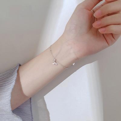 Sterling Silver S925 Silver Bracelet Sparkling Diamond Bracelet Korean Style Fashion Simple Personality Fresh Best Friend Ball Beads Bracelet