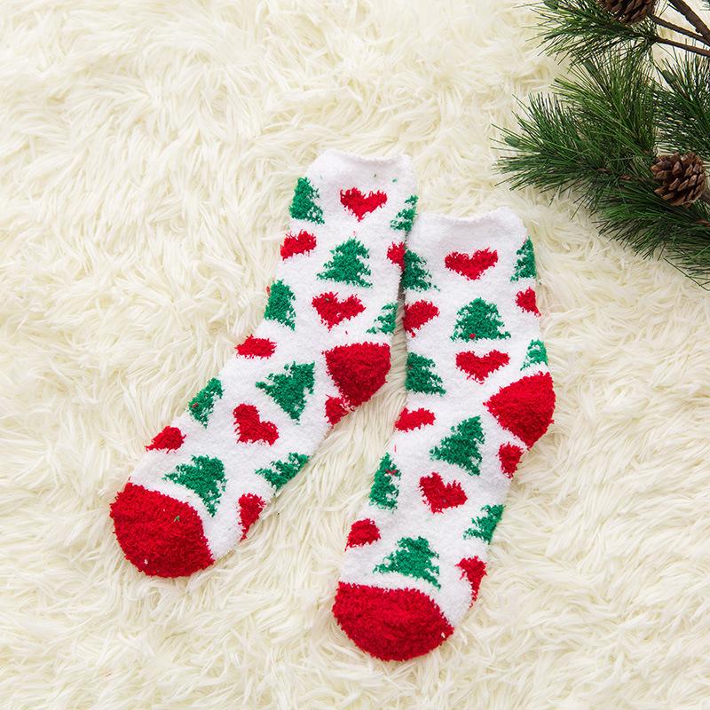 

New Creative Design Winter Socks Coral Velvet Christmas Socks Children Santa Claus Home Warm Floor Socks Elk Cartoon Sleep Socks One Size