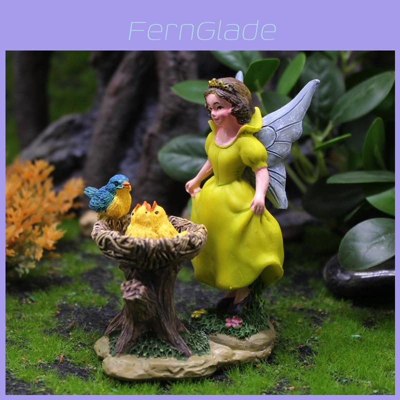 Resin Fairy Garden Figurine With Angel And Bird For Wedding Decor Gift Ideas