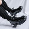 mens fashion punk hip hop platform boots black stylish genuine leather shoes cowboy ankle boot handsome motorcycle botas hombre