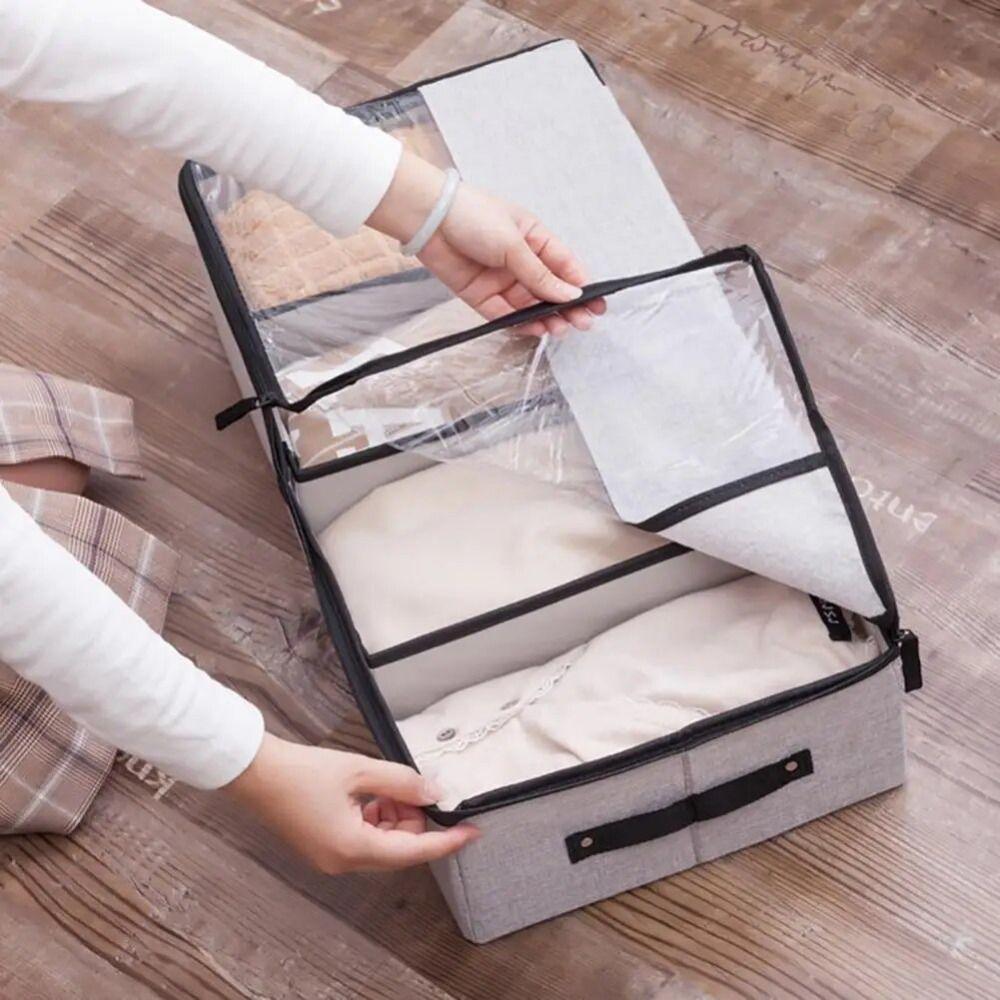 Foldable Under Bed Storage Box Divider Shoe Storage Box Useful Cotton Linen Shoe Box Cabinet