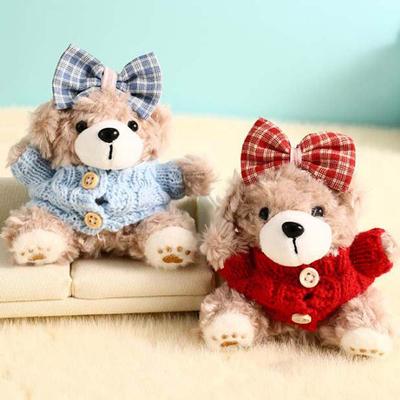 Bow Tie Sweater Doll Clothing Bow Sweater Bear Keychain Alloy Hanging Rope School Bag Decor Plush Bear Key Ring