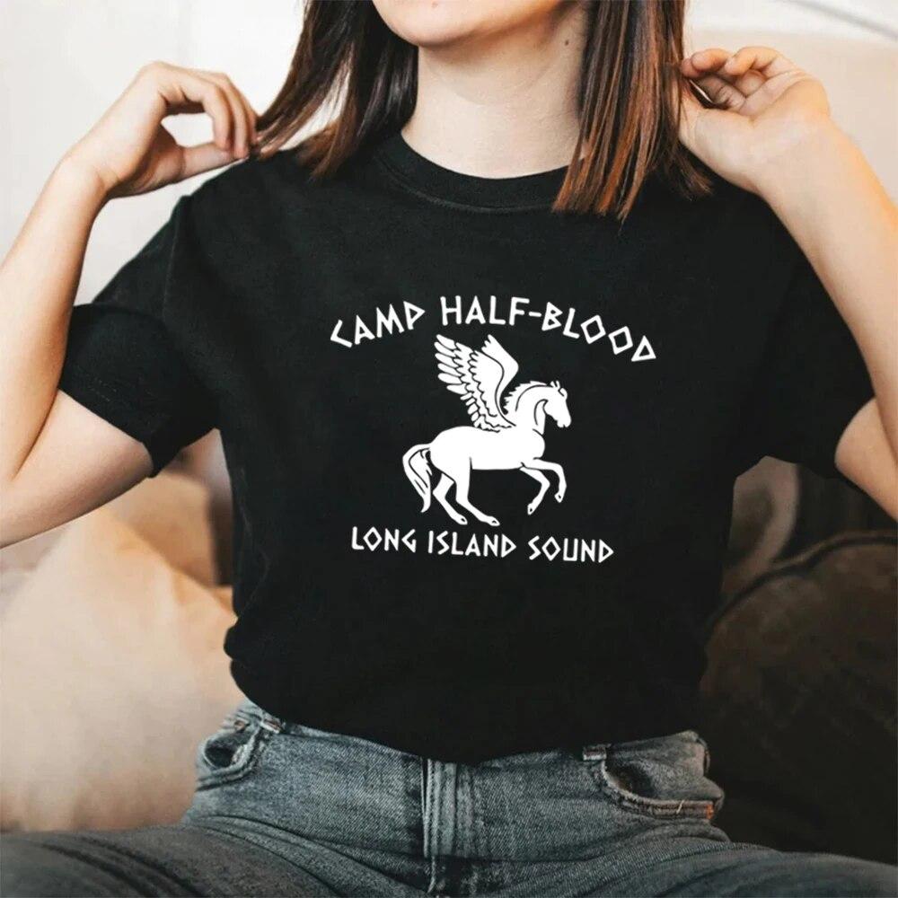 Magliette da donna Camp Half Blood Abiti vintage Magliette di Percy Jackson Maglietta grafica a maniche corte Streetwear Maglietta da donna Regalo magico