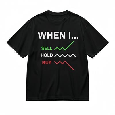 T-shirt Classica da Donna a Maniche Corte Tendenza Finanziaria QUANDO Maglietta con Citazione Infografica