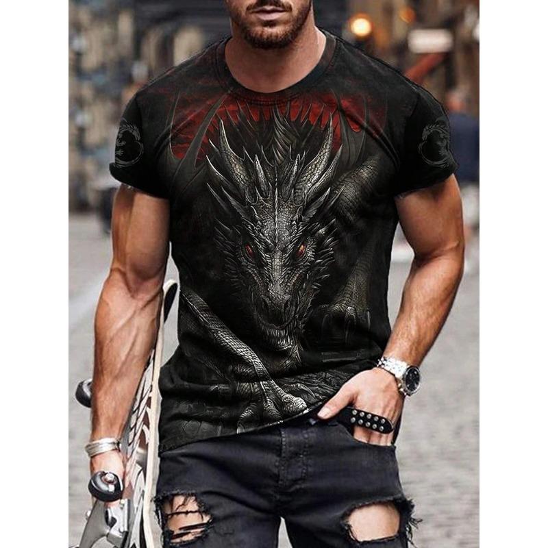 3D Draktryck Mode Herr T-shirt Daglig Casual Herr Kortärmad Sommar Utomhus Street Herrtopp Fitness Sport Herr T-shirt