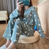 Long-Sleeved Pyjamas Female Fall and Cold Season Korean Version of The Large Size Ladies Home Wear Cute Cartoon Bear Pajamas Set